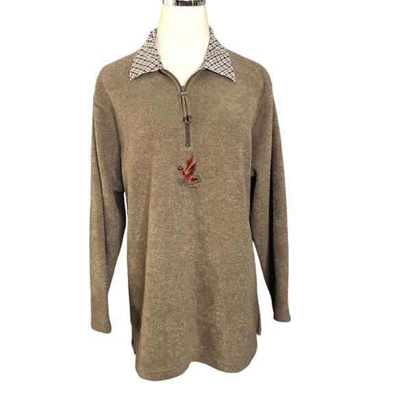 Landhaus Top Brown 1/4 Zip Pullover Waterfall Fleece - Picture 2 of 6